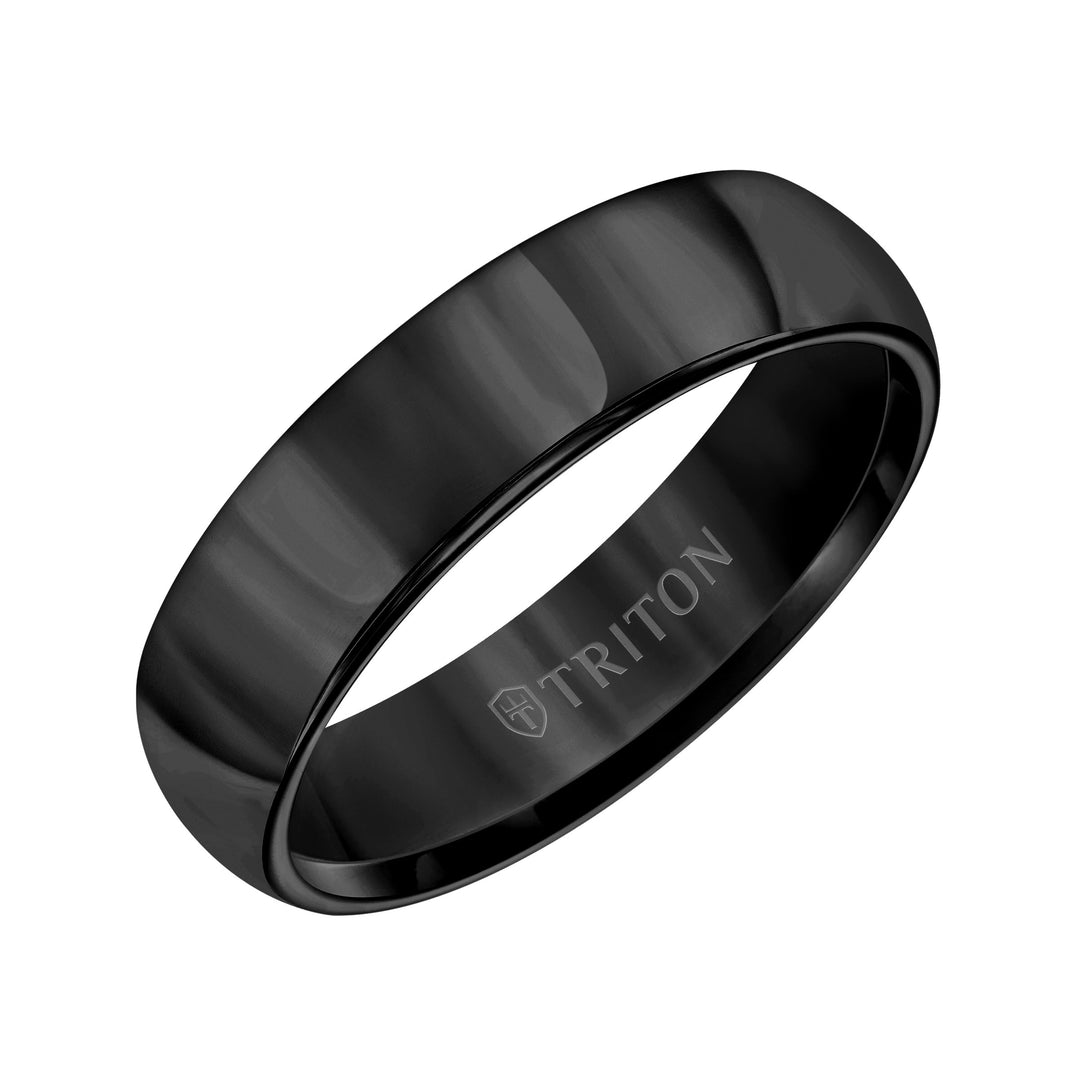 11-2134BC-G.00 - Goldman - 6mm Black Tungsten Carbide Domed Bright Polished Comfort Fit Band.