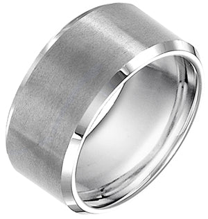 11-4128BC-G.00 - Goldman - 10mm Black Tungsten carbide Bevel Edge Satin Finish Comfort Fit Band