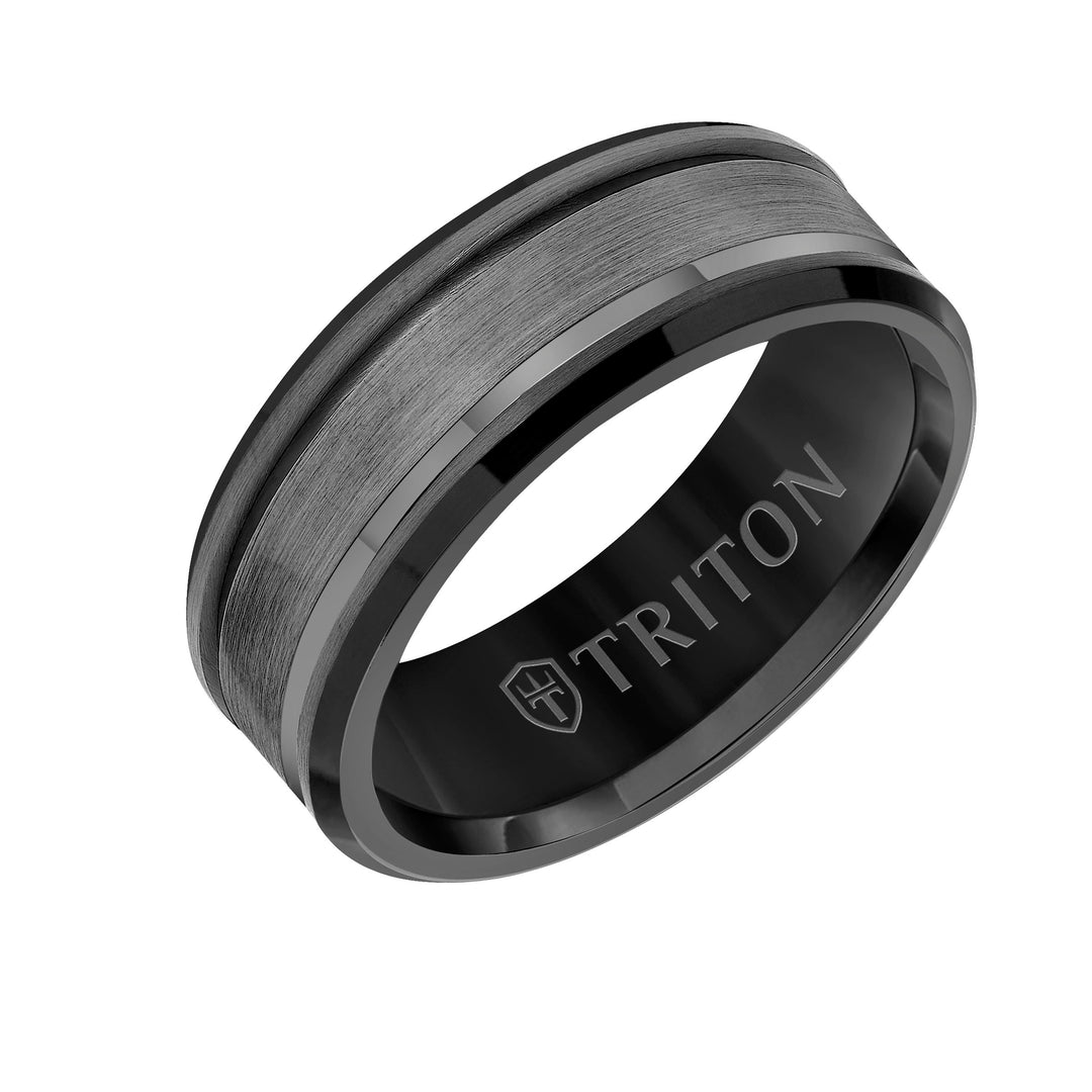 11-6139NC8-G.00 - Goldman - Satin Finish Bevel Edge Contemporary Wedding Band