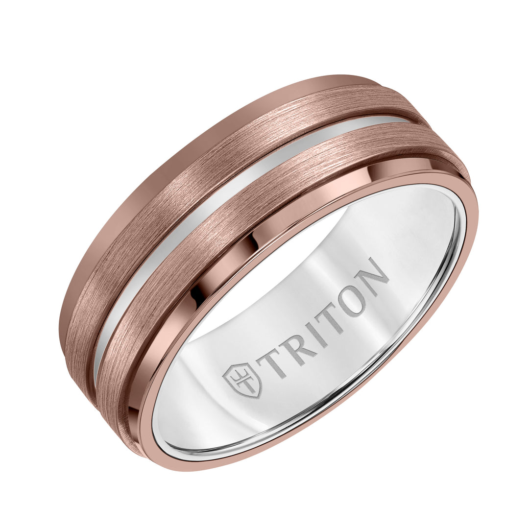 11-6167WBRC8-G.00 - Goldman - 8MM Espresso Tungsten Carbide Ring - Satin Finish with Center Line