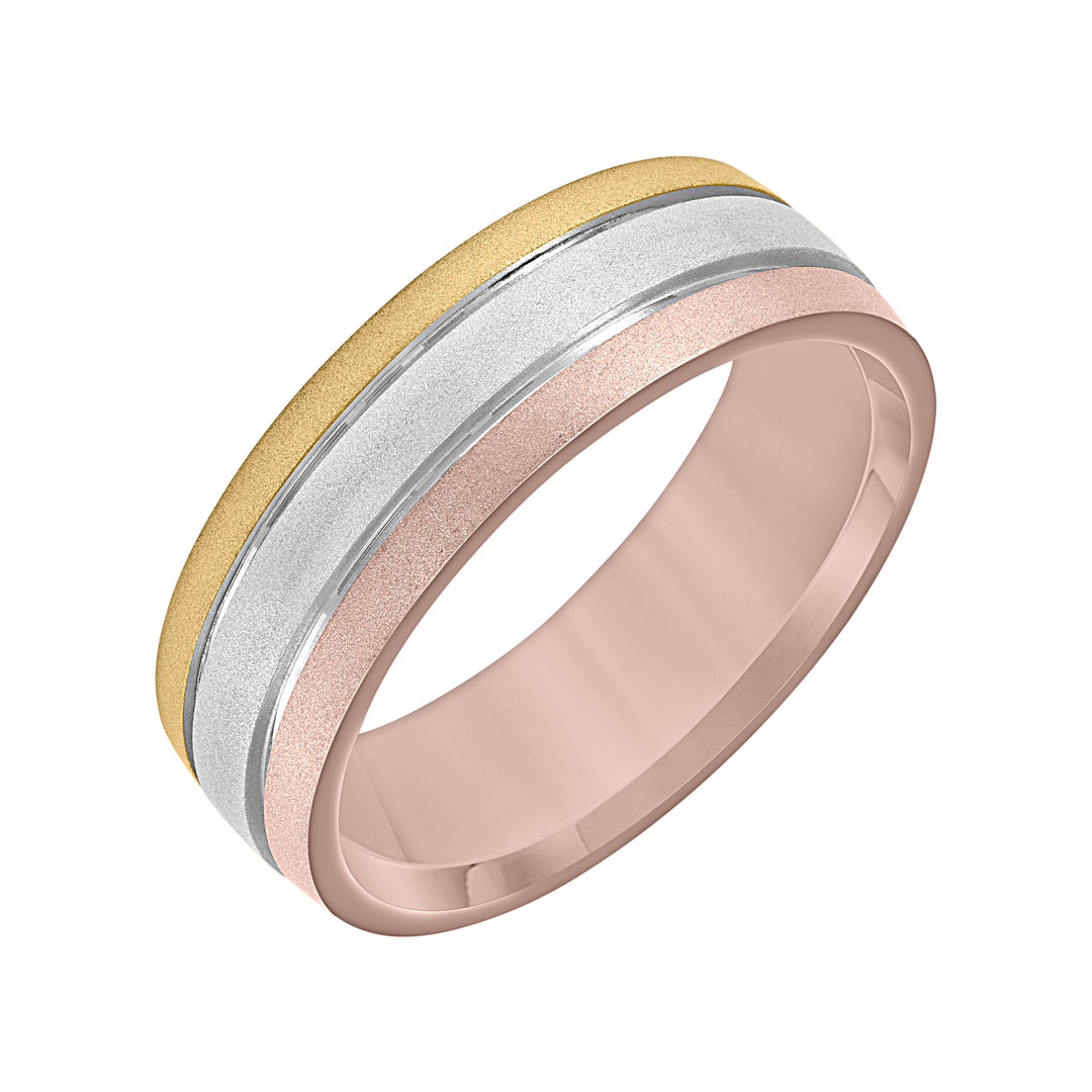 11-8647RWY7-G.00 - Goldman - Lowdome Flat Edge Carved Wedding Band