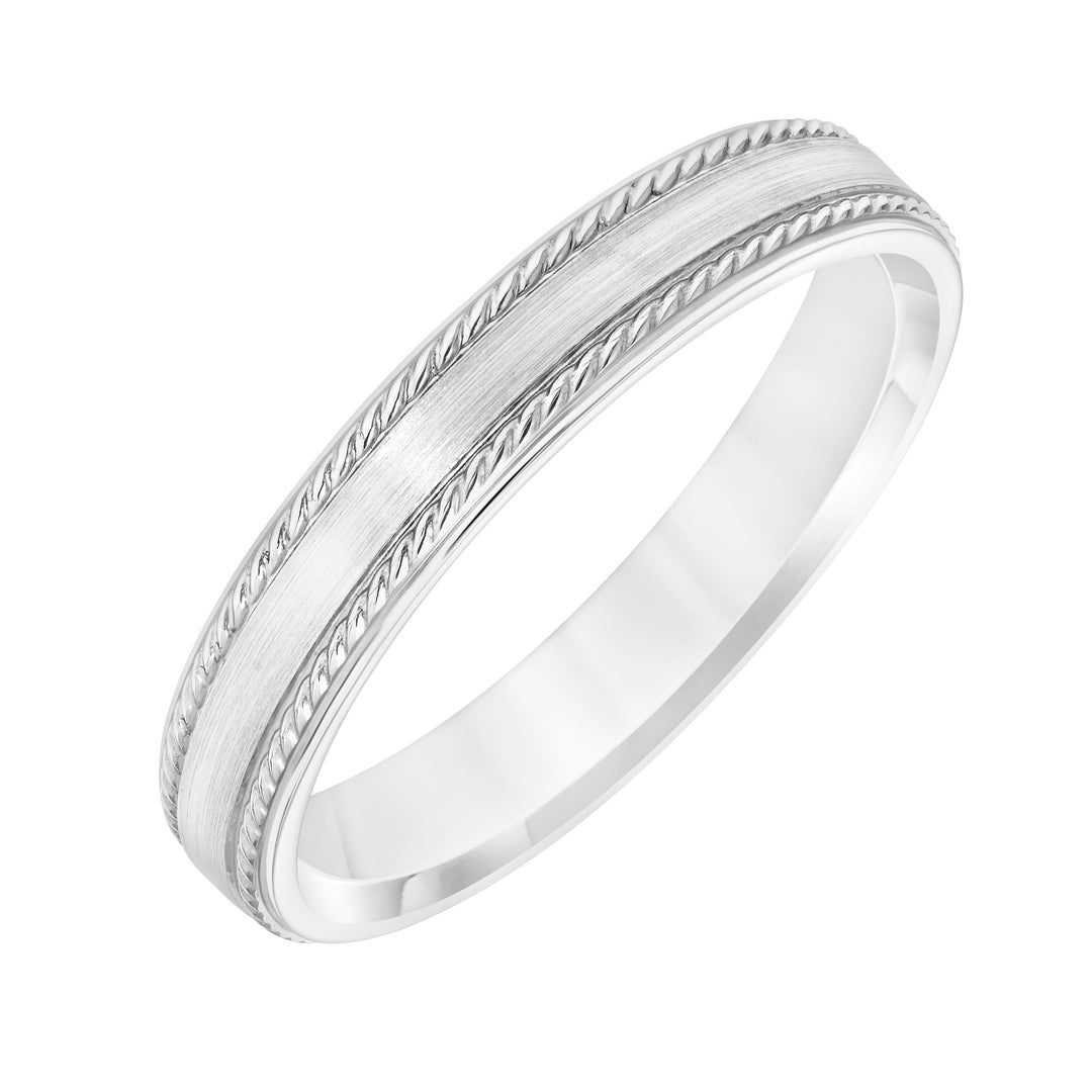11-8851W4-G.00 - Goldman - Mens Wedding Band with Brush Finish and Side Rope Detail and Polished Round Edge