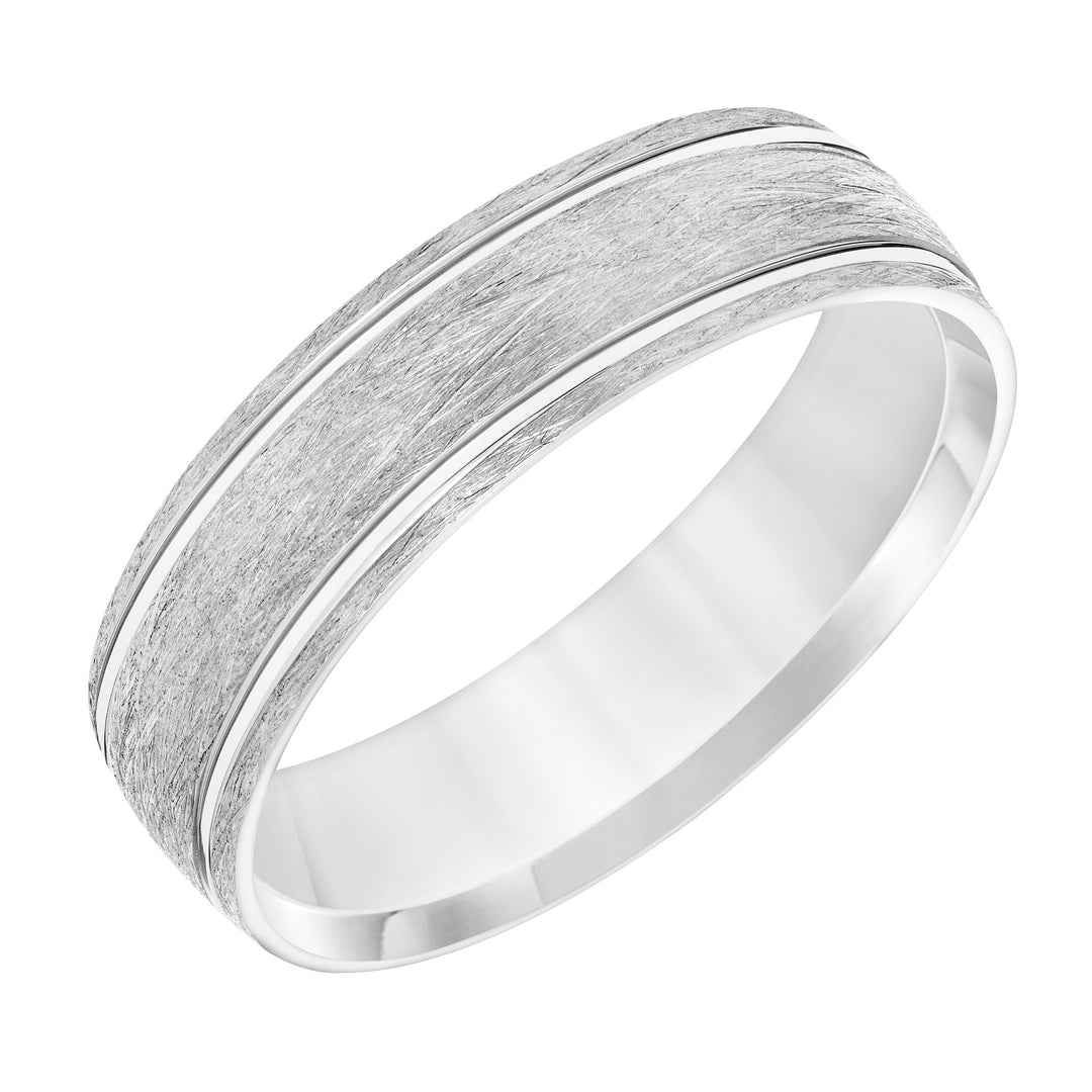 11-8868W6-G.00 - Goldman - Mens Comfort Fit Wedding Band with Wire Finish and Polished Side Lines