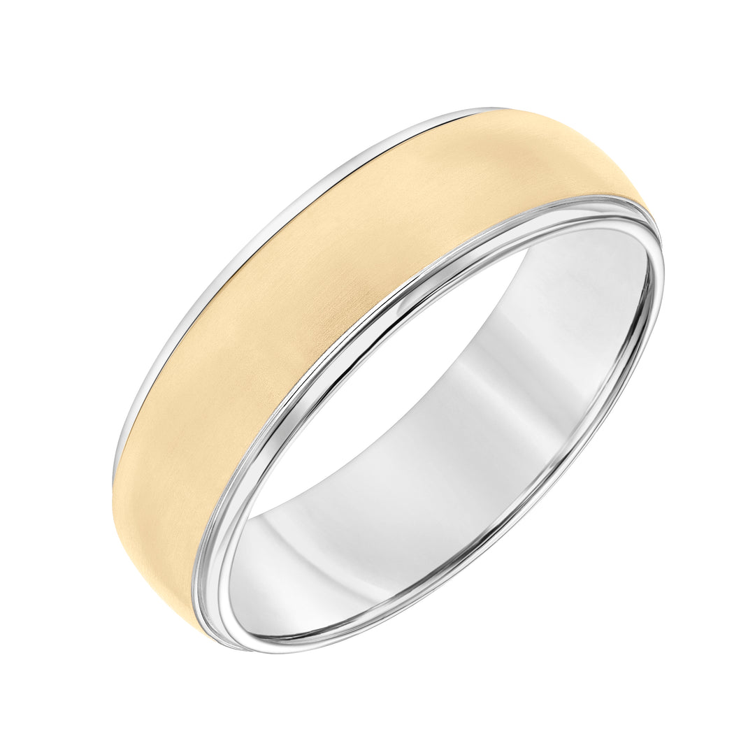 11-9053WY7-G.00 - Goldman - Low Dome Round Edge Carved Wedding Band
