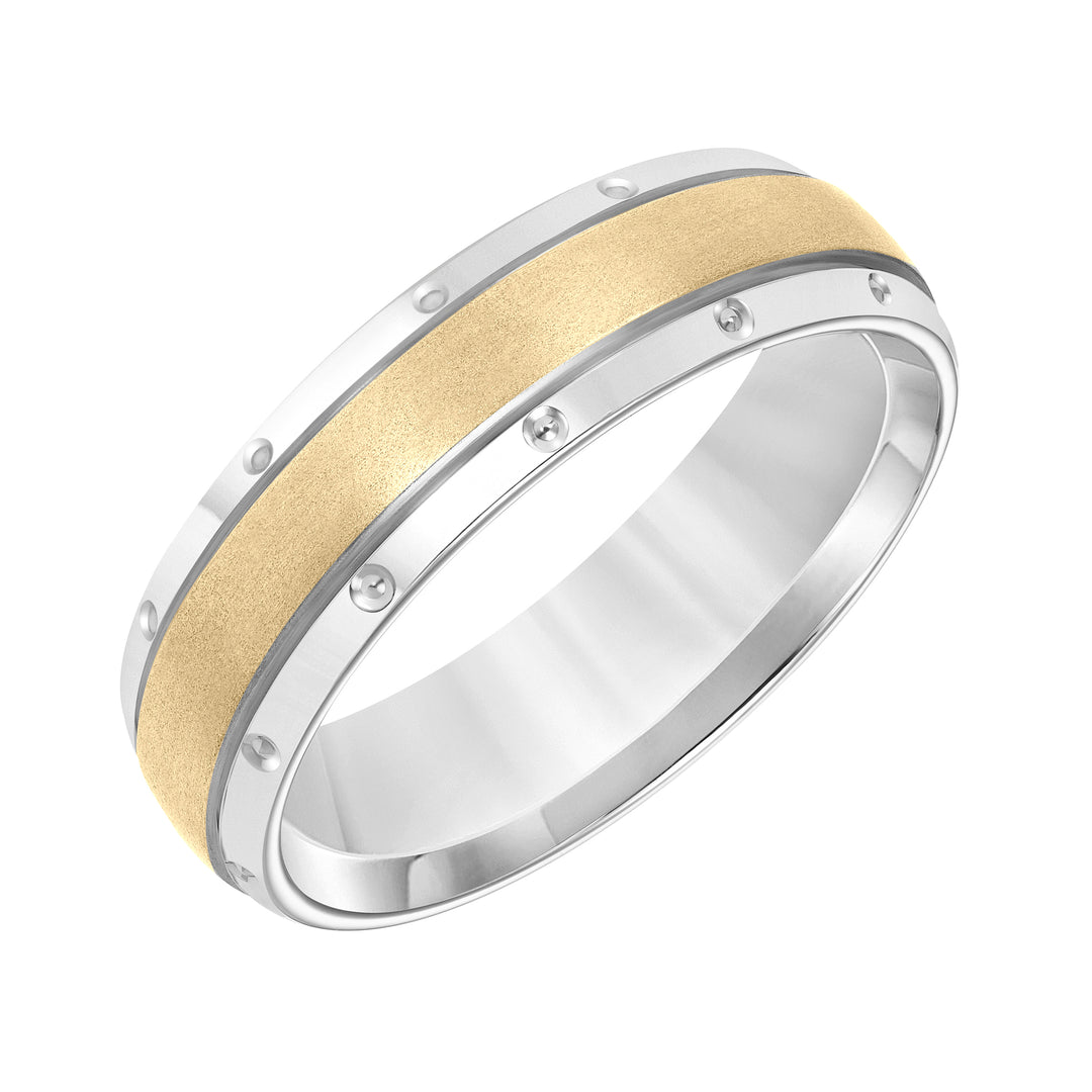 11-9062WY6-G.00 - Goldman - Low Dome Bevel Edge Carved Wedding Band