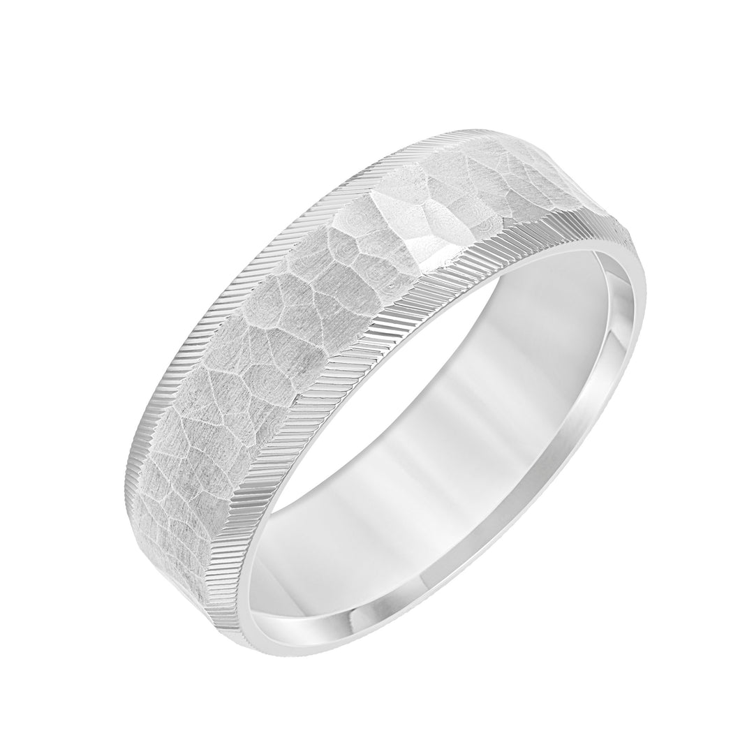 11-9209W7-G.00 - Goldman - 7MM Band with Hammered and Brushed Finish and Beveled Edge