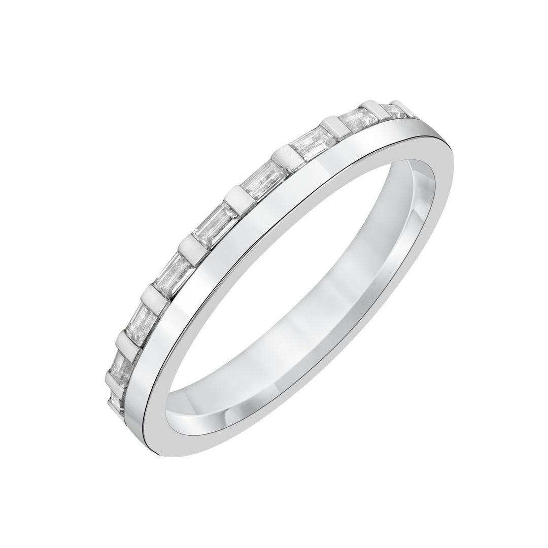 24-9427W100-G.00 - Goldman - 3mm Half Polished Half Baguette Diamond Eternity Band