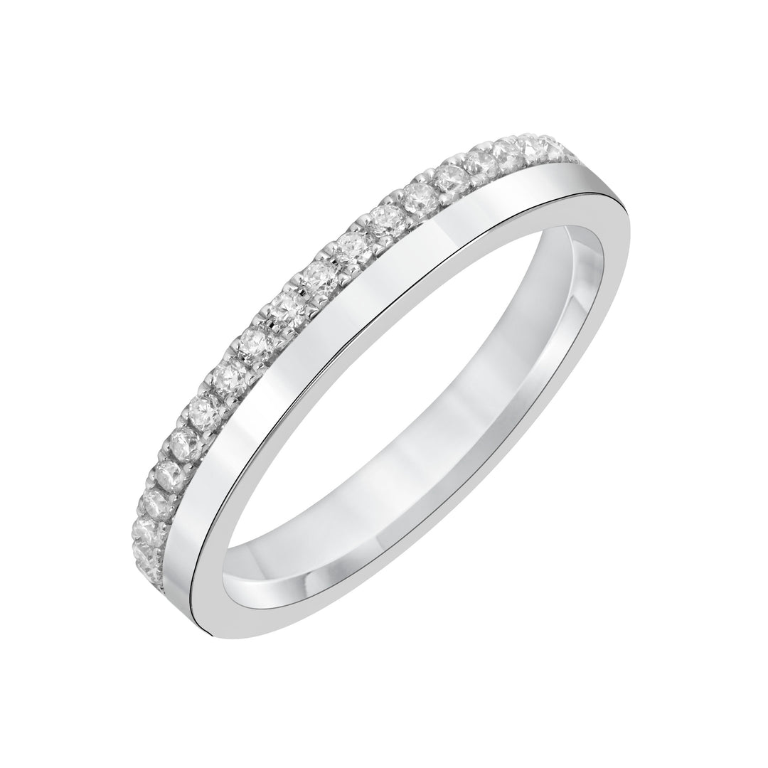 24-9428W100-G.00 - Goldman - 3.2mm Half Polished Half  Diamond Eternity Band