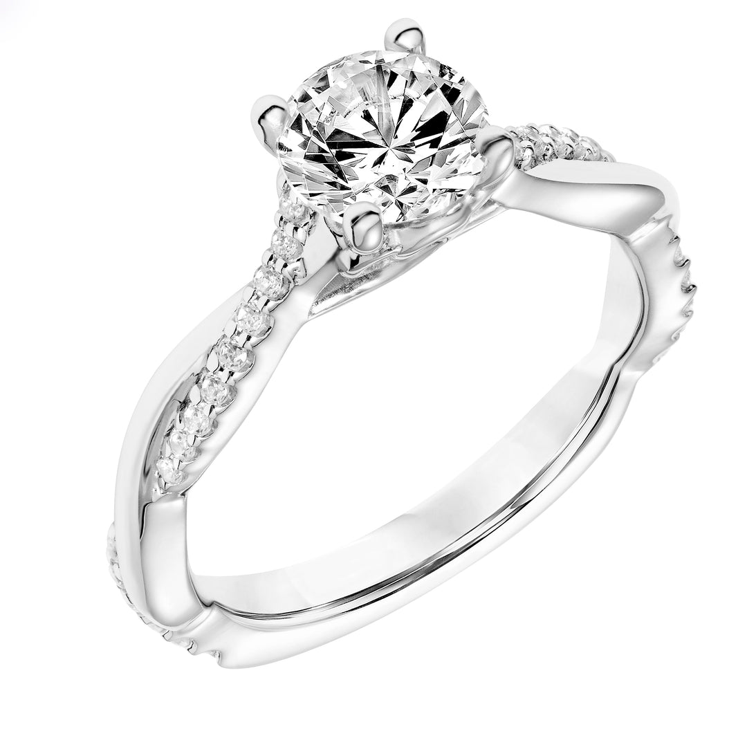 31-11047ERW-E.00 - Goldman - Diamond Prong Set Engagement Ring with Twisted Polished and Diamond Shank and Designed Gallery