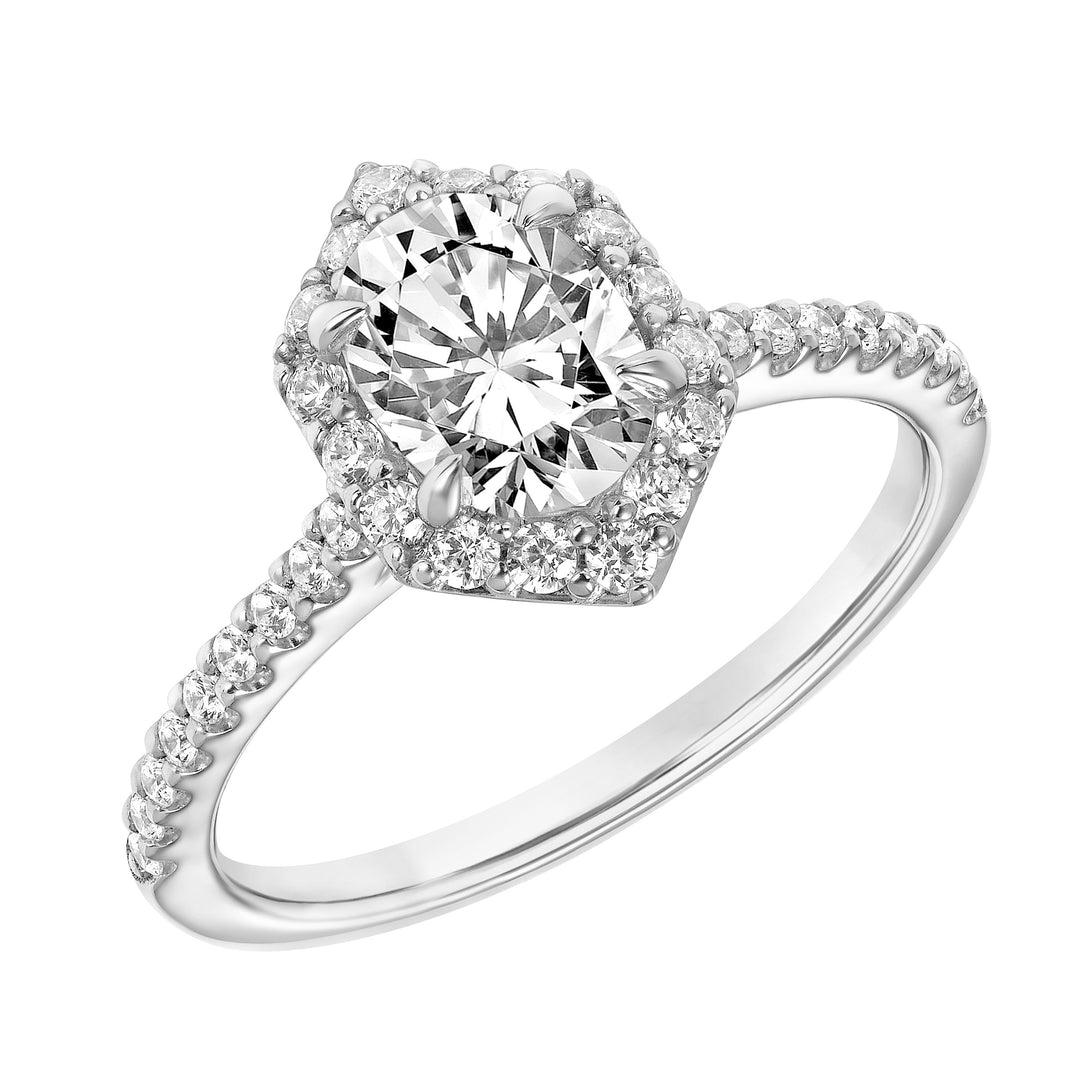31-12032EVW-E.00 - Goldman - Contemporary Hexagon Halo Diamond Engagement Ring