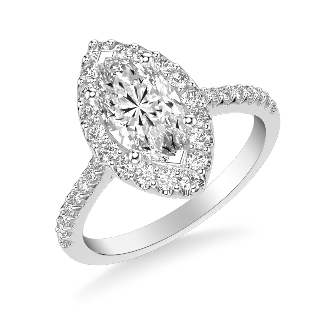 31-12064EMW-E.00 - Goldman - Classic Marquise Diamond Halo Engagement Ring with Diamond Shank