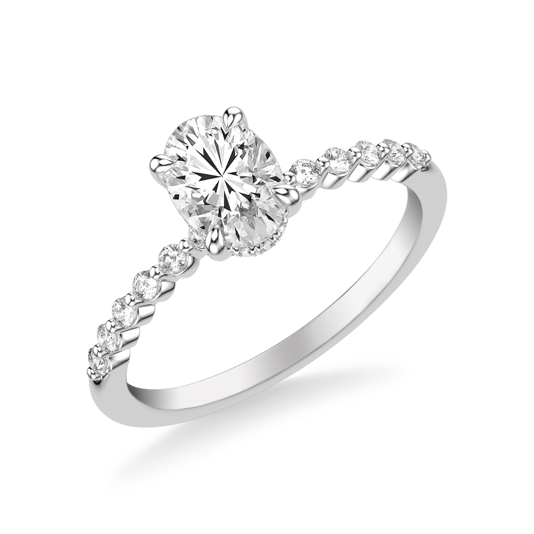 31-12092EVW-E.00 - Goldman - Classic Engagement Ring with Hidden Diamond Halo and Single Shared Prong Diamond Shank