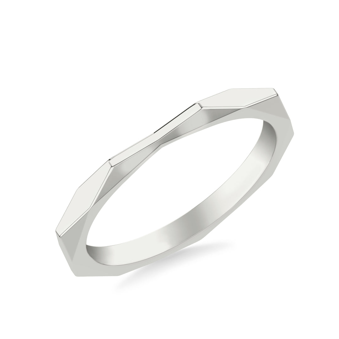 31-12260W-L.00 - Goldman - Contemporary Wedding Band with Geometric Faceted Band