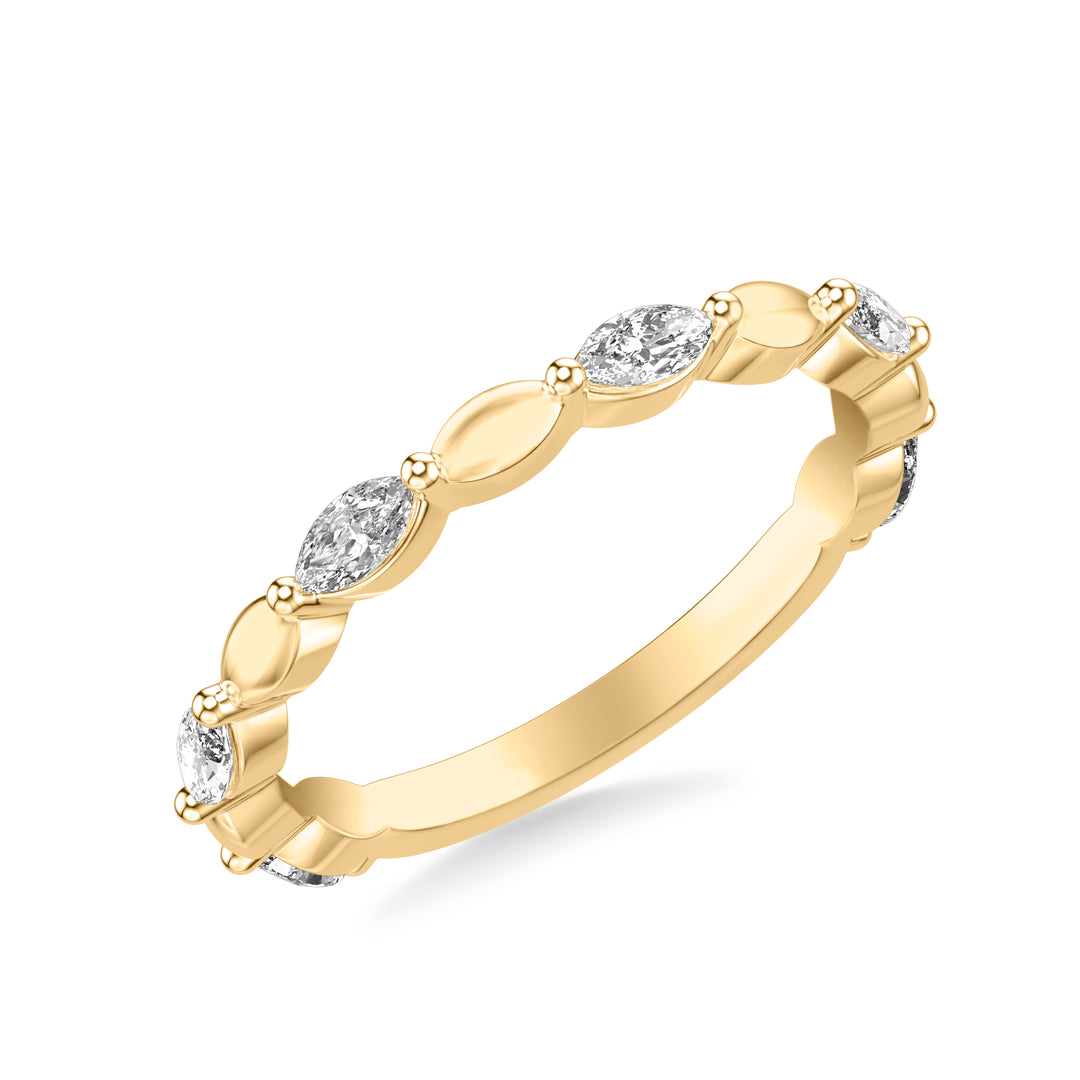 31-12261W-L.00 - Goldman - Contemporary Wedding Band with Alternating Marquise Diamond with Organic Marquise Shaped Bead Band