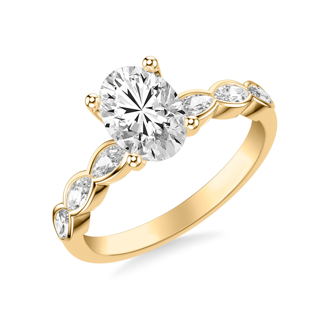 31-12281GVY-E.00 - Goldman - Contemporary Engagement Ring with East-West Bezel Set Marquise Diamond Scalloped Shank