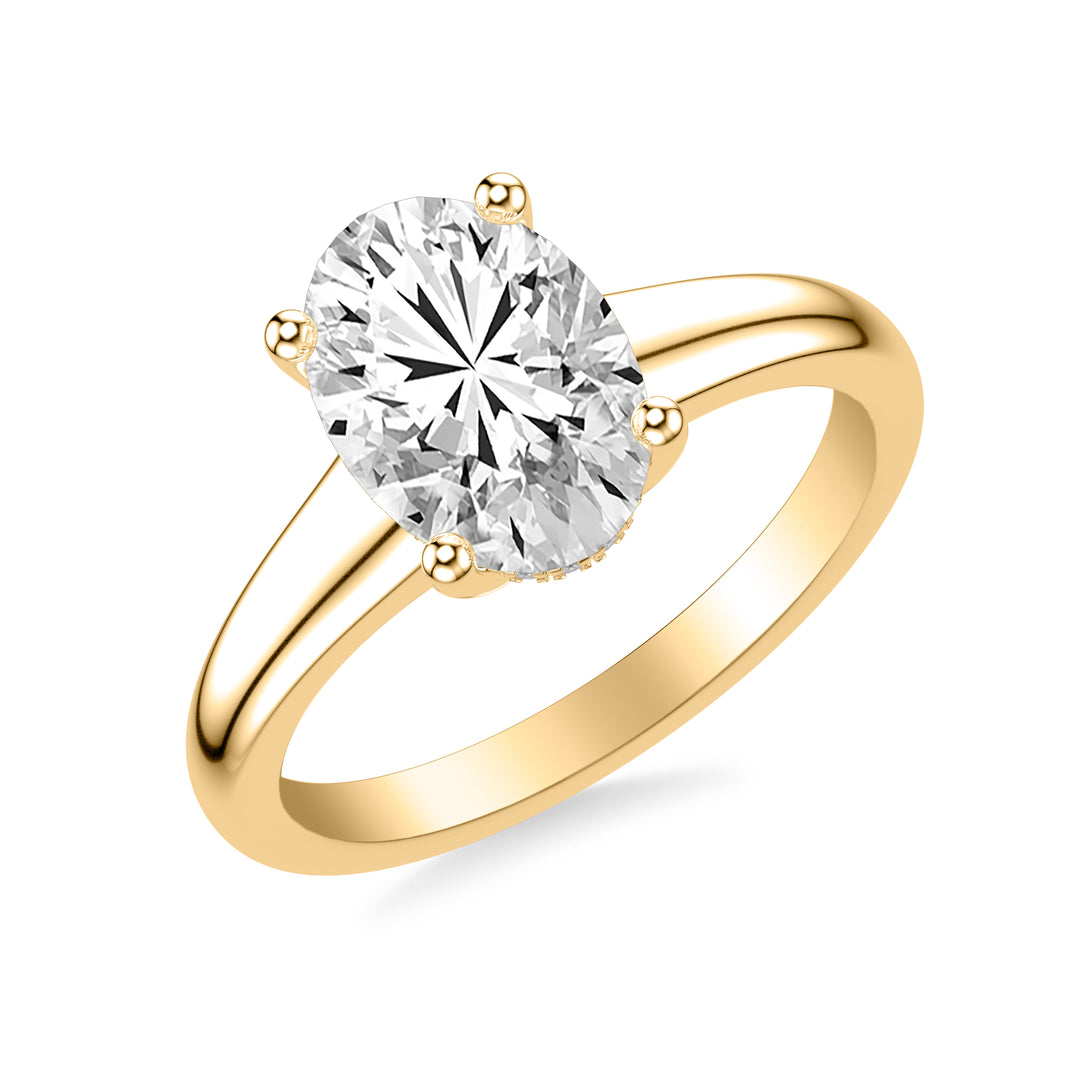 31-12287IVY-E.00 - Goldman - Classic Solitaire Engagement Ring with Hidden Halo and Tapered 4-2MM Wide Polished Shank