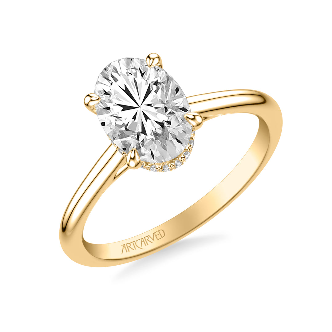 31-V1062HVY-E.01 - Goldman - Classic Solitaire Engagement Ring with Floating Hidden Halo and Polished Shank