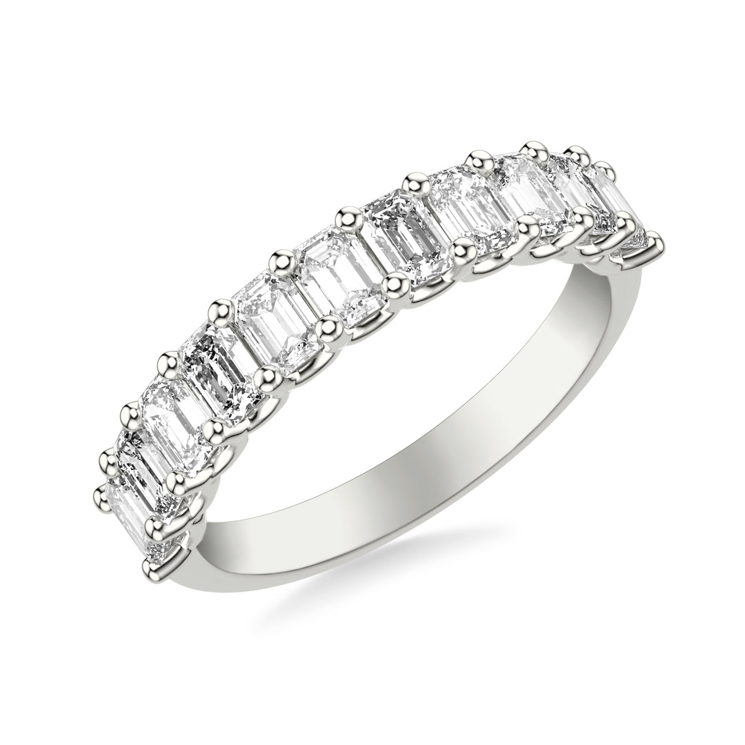 33-9670W-L.00 - Goldman - Anniversary Band with North/South Emerald Diamonds and Double Shared Prong