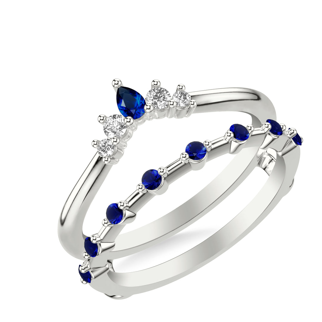 35-9499SW-L.00 - Goldman - Contemporary Ring Enhancer with Marquise Blue Sapphires and Marquise and Round Diamonds