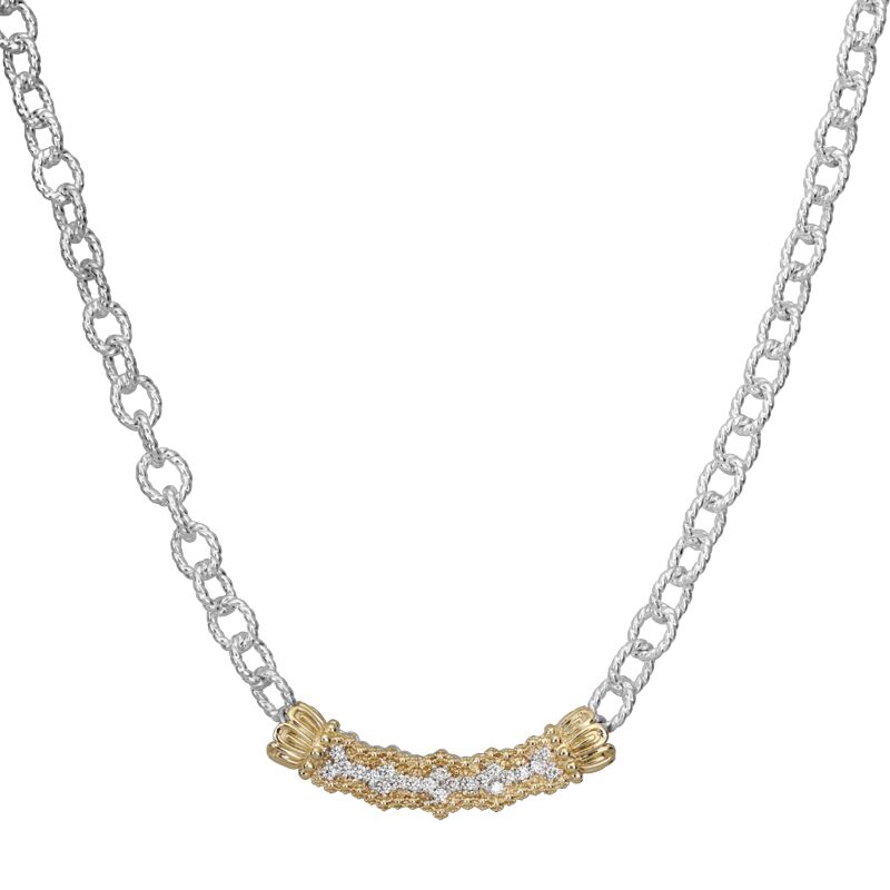 VAHAN - 14K Gold and Sterling Silver Diamond Necklace