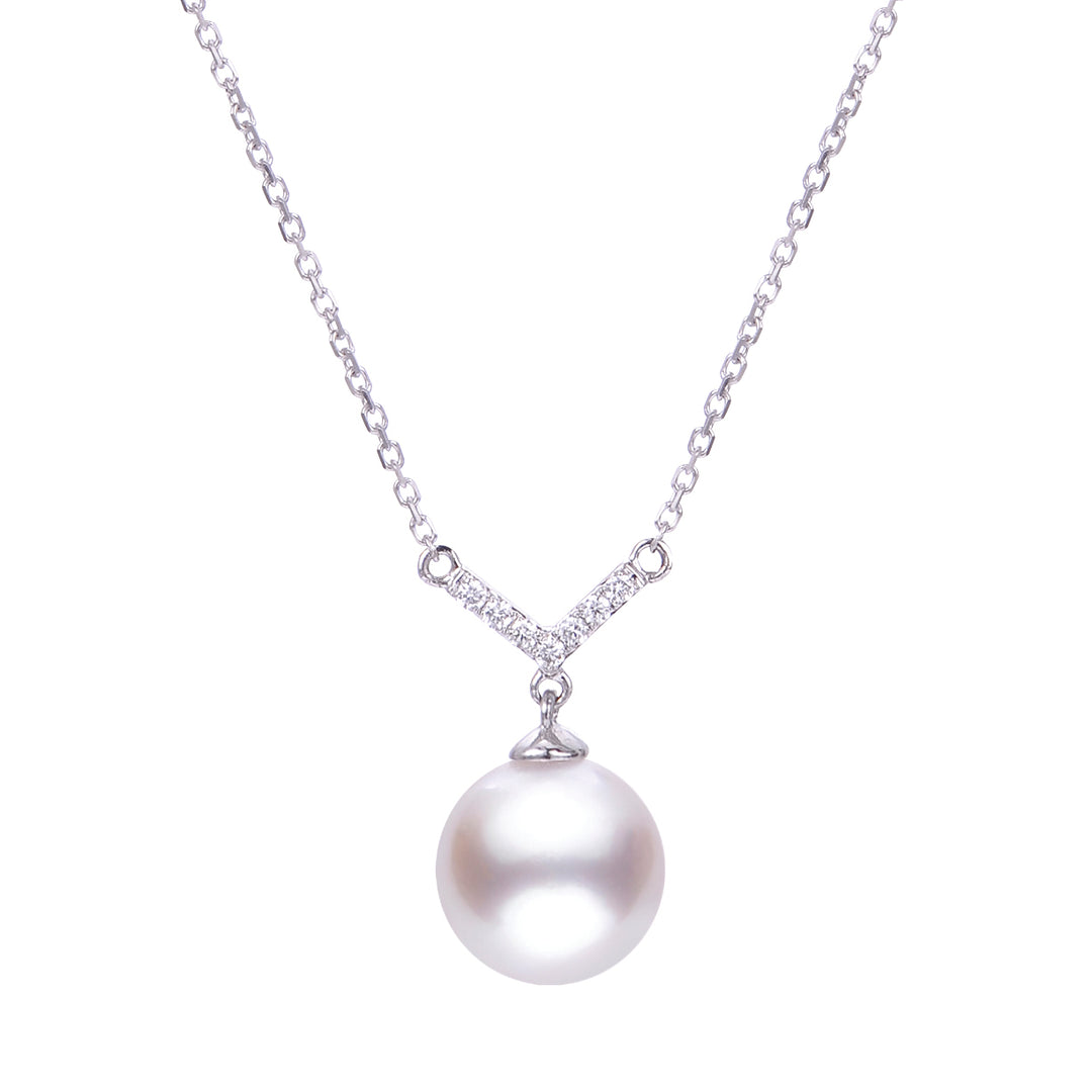 14KT White Gold Akoya Pearl Necklace
