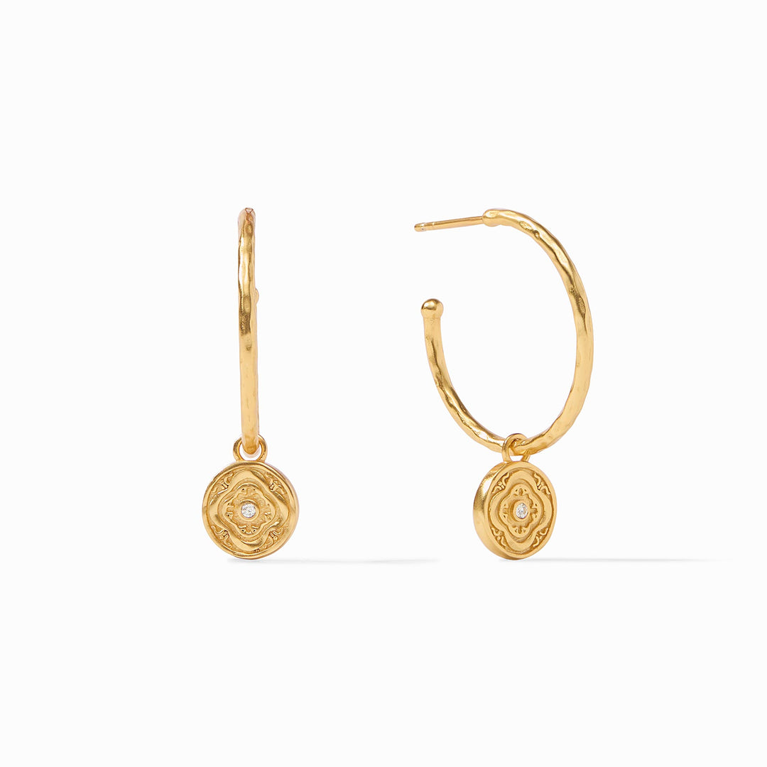 Julie Vos - 24K gold plate Astor Hoop & Charm Earring