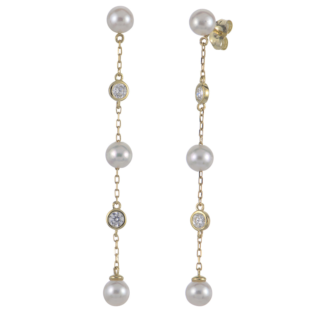 14KT Yellow Gold Akoya Pearl & LGD Earring