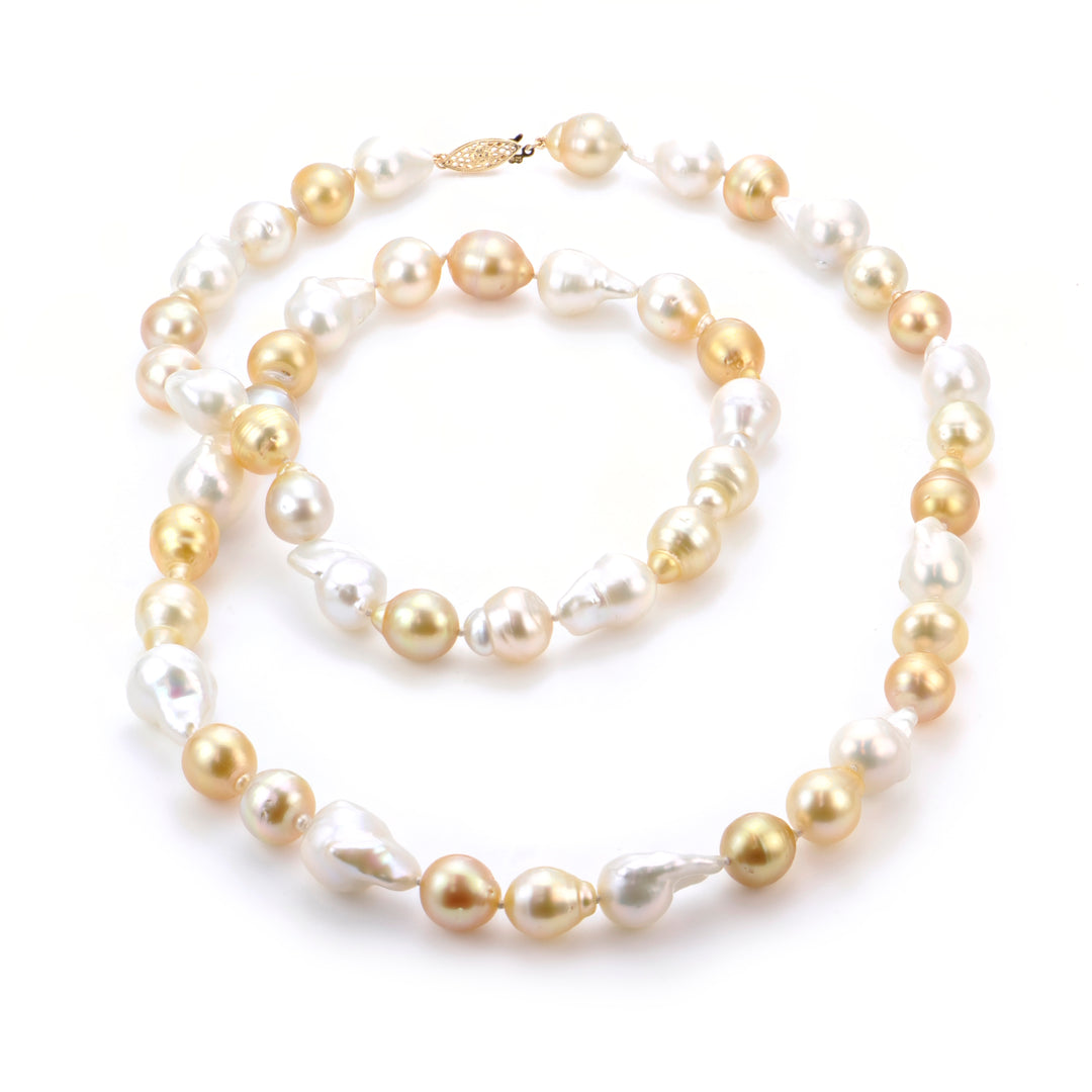 14KT Yellow Gold Golden South Sea Pearl Necklace