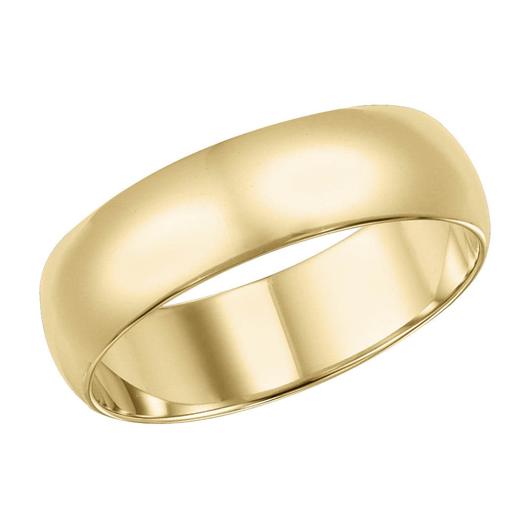 This low-dome styled, band features a high polished finish for a sleek look