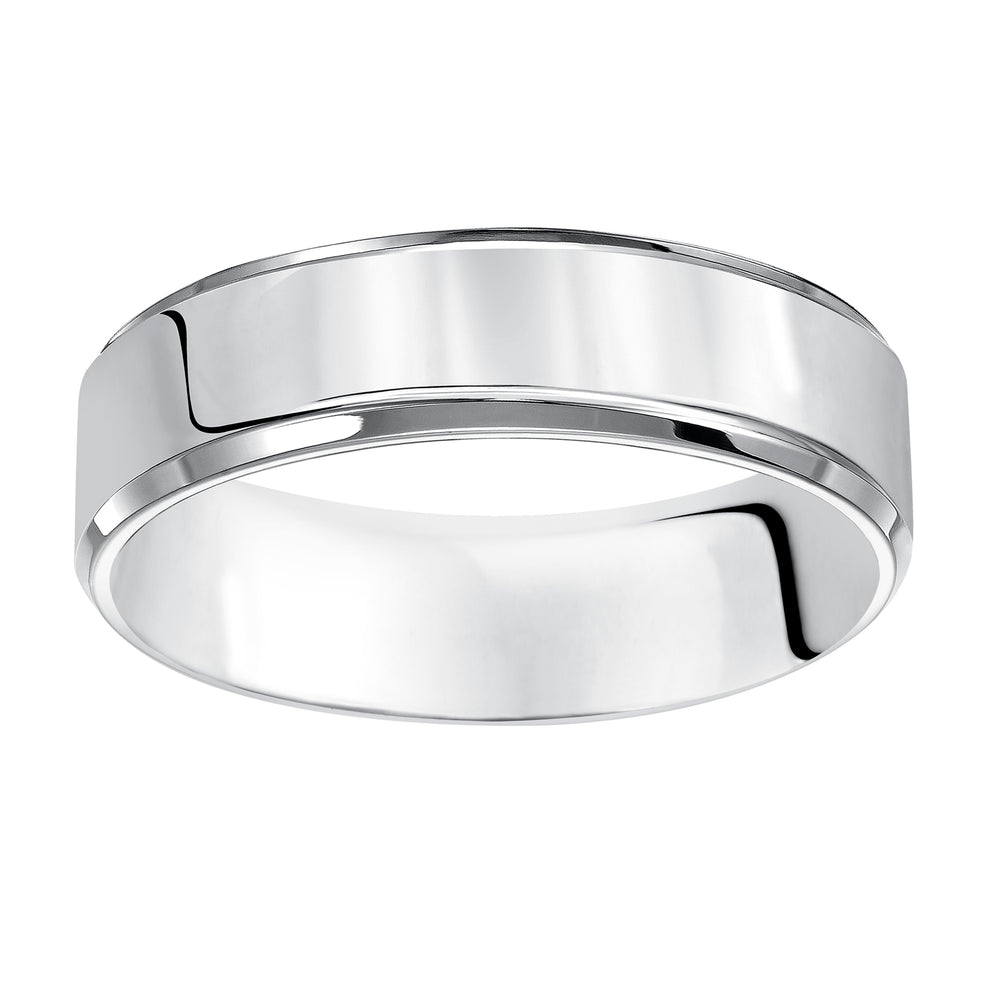 01-FBIR080-G.01 - Goldman - This Comfort Fit, wedding band is crisp and contemporary featuring a high polished beveled edge design
