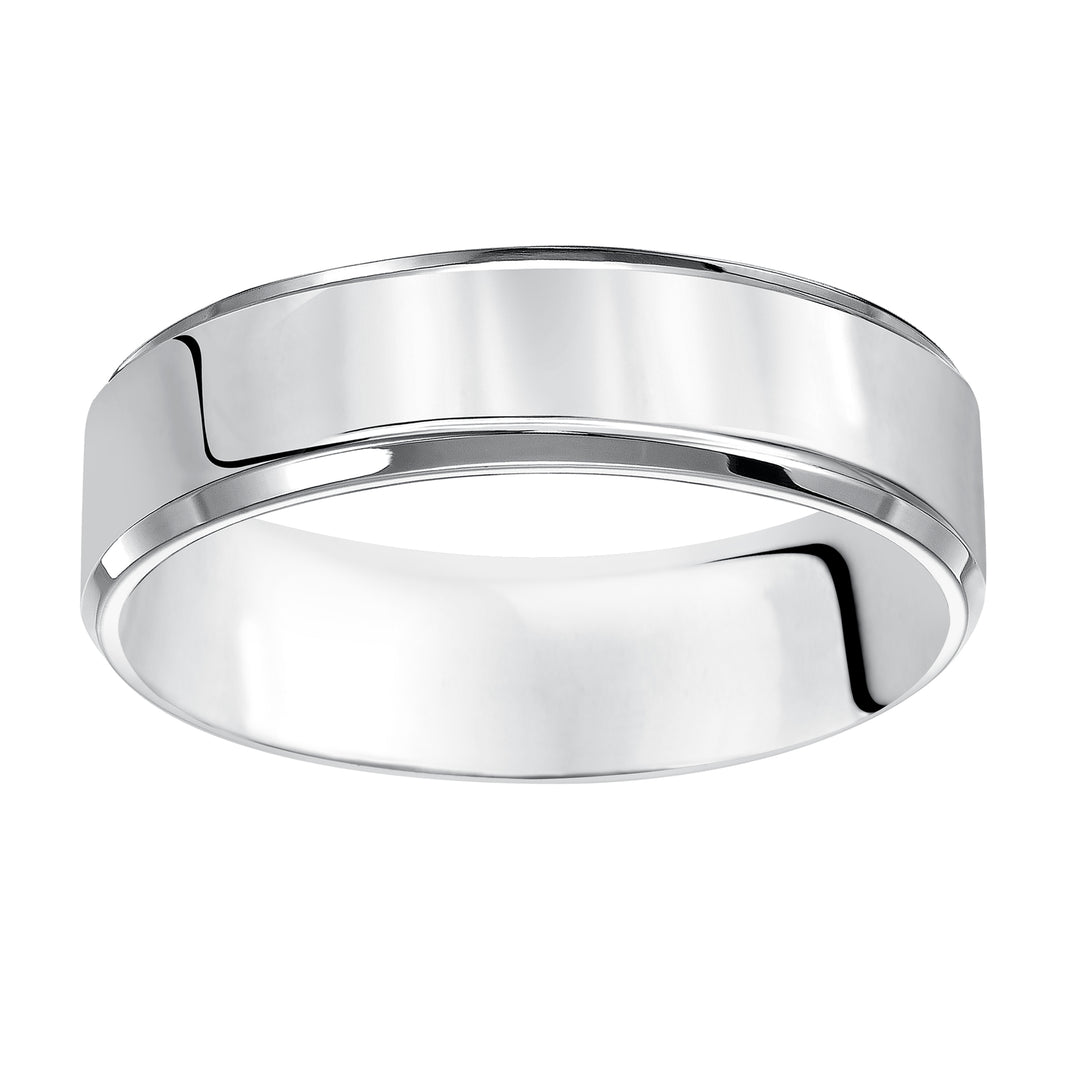 01-FBIR070-G.01 - Goldman - This Comfort Fit, wedding band is crisp and contemporary featuring a high polished beveled edge design