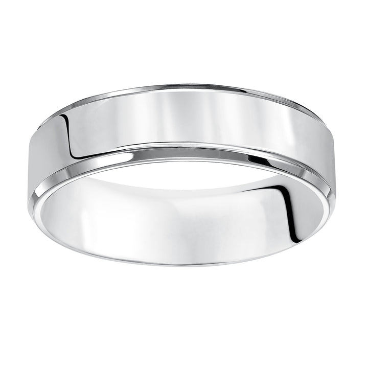 01-FBIR080-G.01 - Goldman - This Comfort Fit, wedding band is crisp and contemporary featuring a high polished beveled edge design