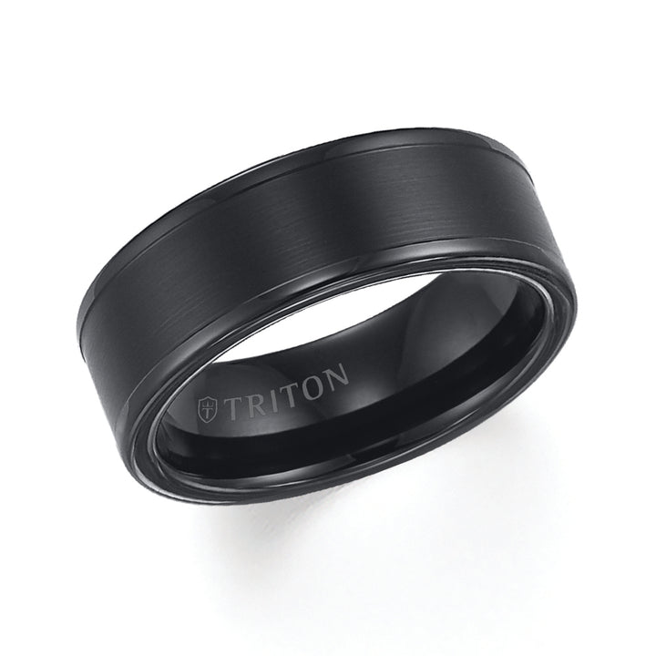 Tungsten Carbide Satin Finish Flat Center with Bright Polish Round Edges Comfort Fit Wedding Band