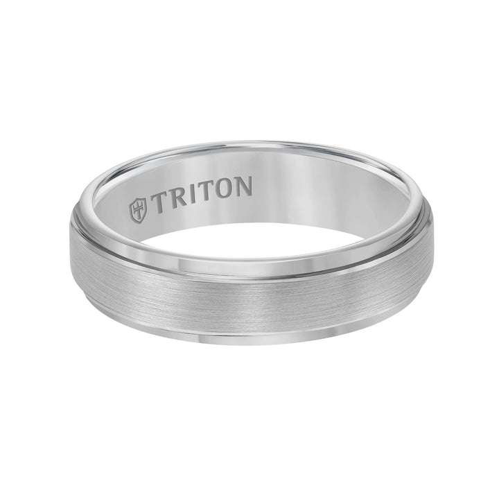 6mm Classic Tungsten Carbide Satin Finish Flat Center with Bright Step Edge Comfort Fit Band.