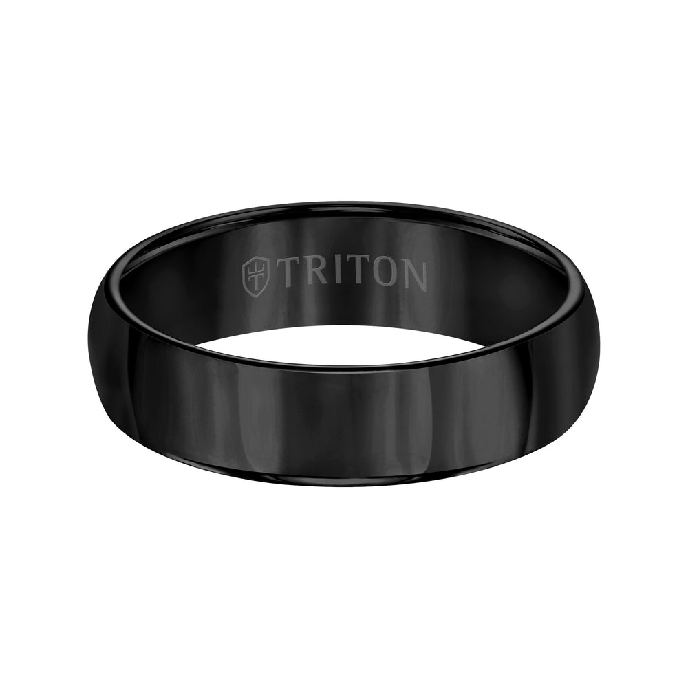6mm Black Tungsten Carbide Domed Bright Polished Comfort Fit Band.