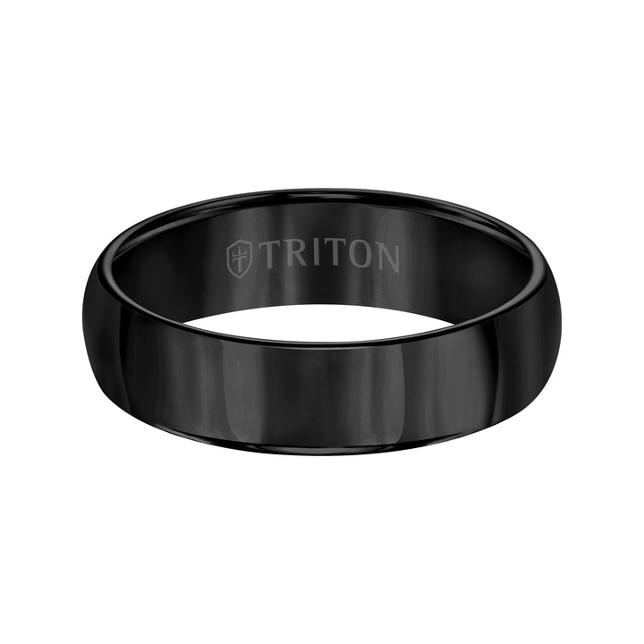 6mm Black Tungsten Carbide Domed Bright Polished Comfort Fit Band.