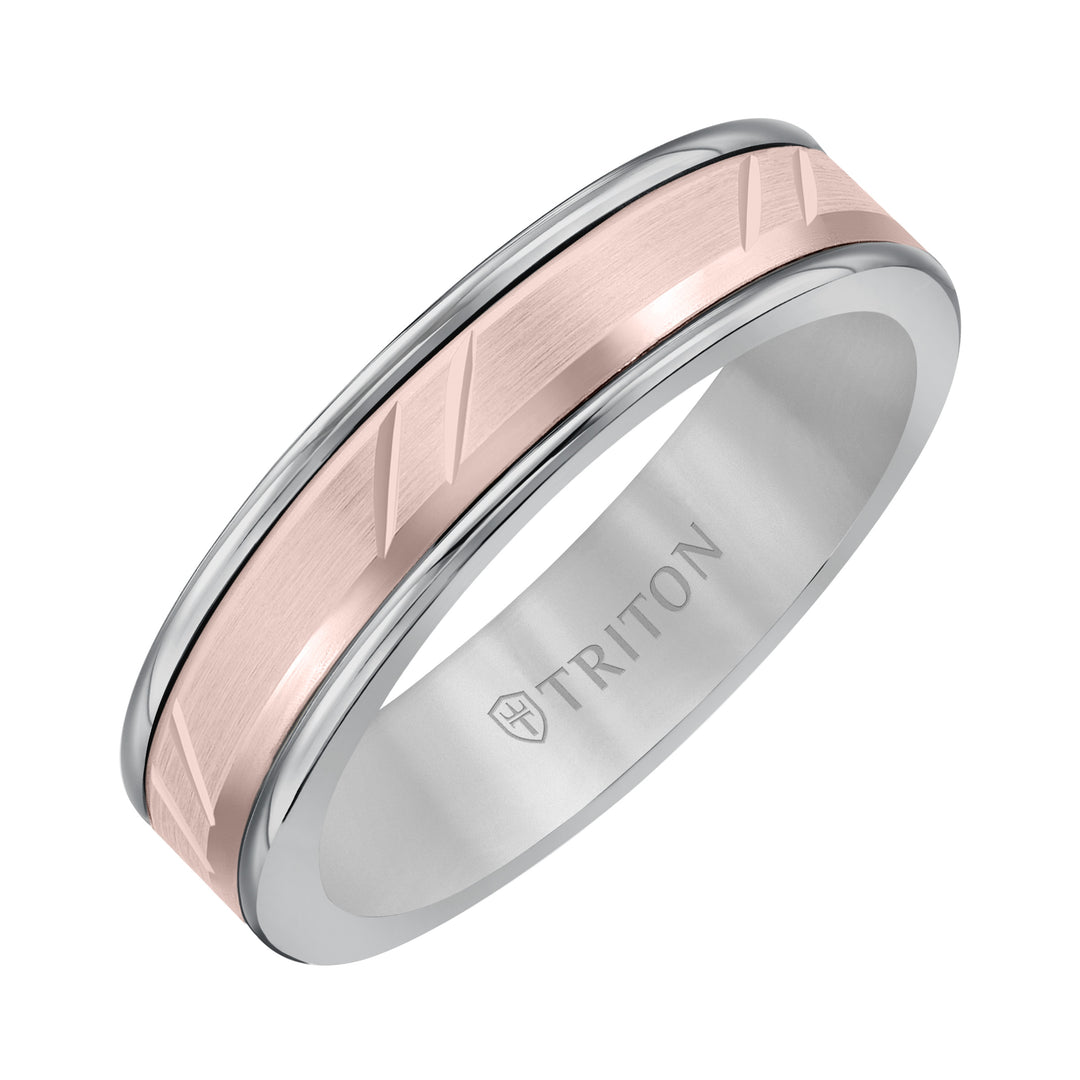 11-2408CY6-G.00 - Goldman - 6mm Band with Classic Tungsten Exterior and Diagional Cuts 14K Yellow Gold Core