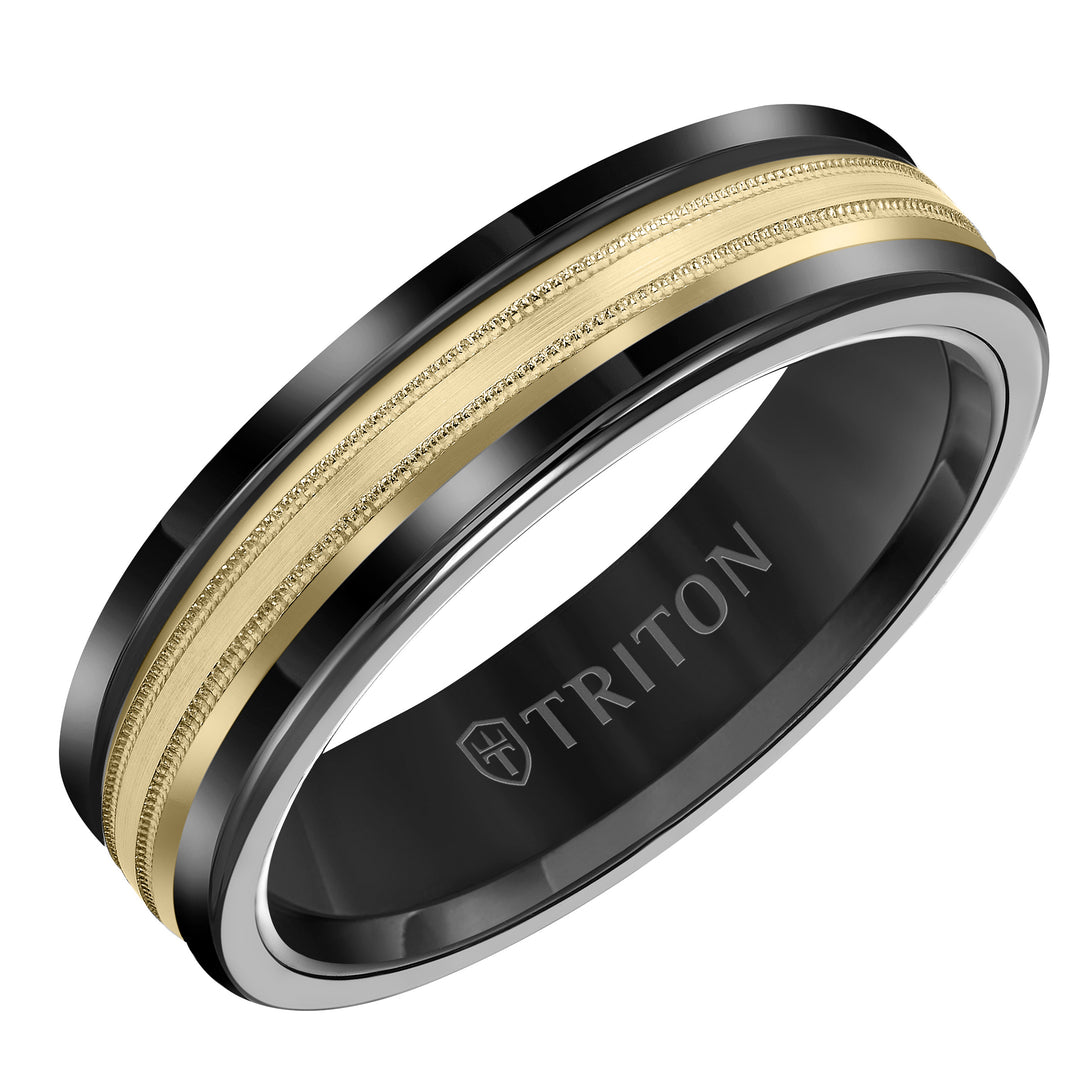 Beveled Milgrain Finish Round Edge Wedding Band