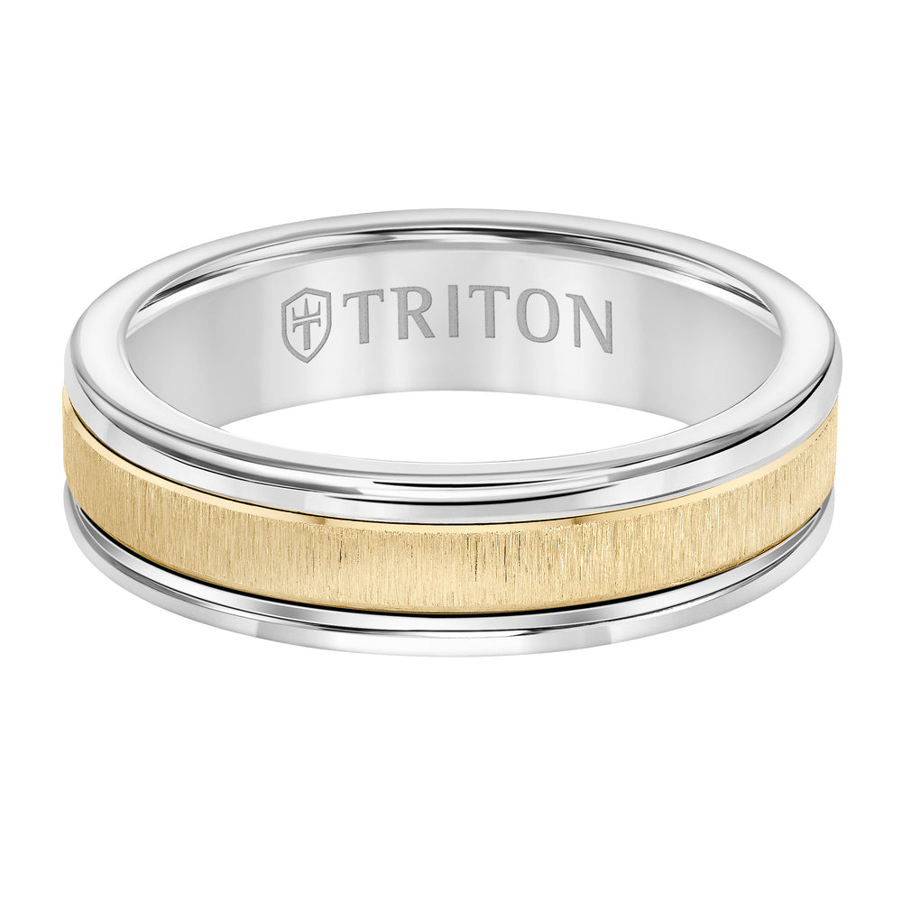 Vertical Satin Finish Round Edge Wedding Band