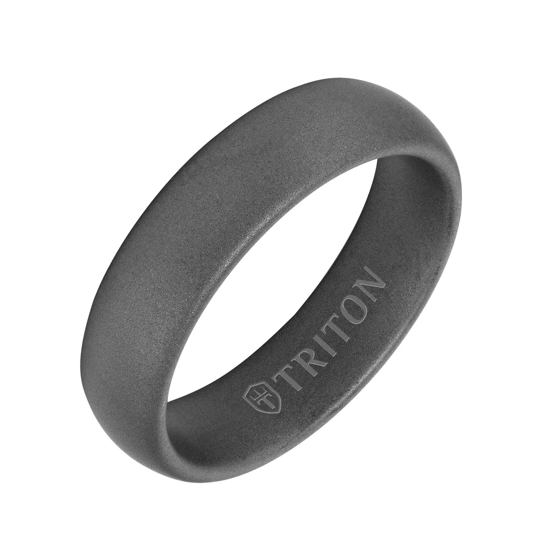 11-6055C6-G.00 - Goldman - 6mm Grey Tungsten Carbide Ring with Light Sandblasted Finish and Rolled Edge