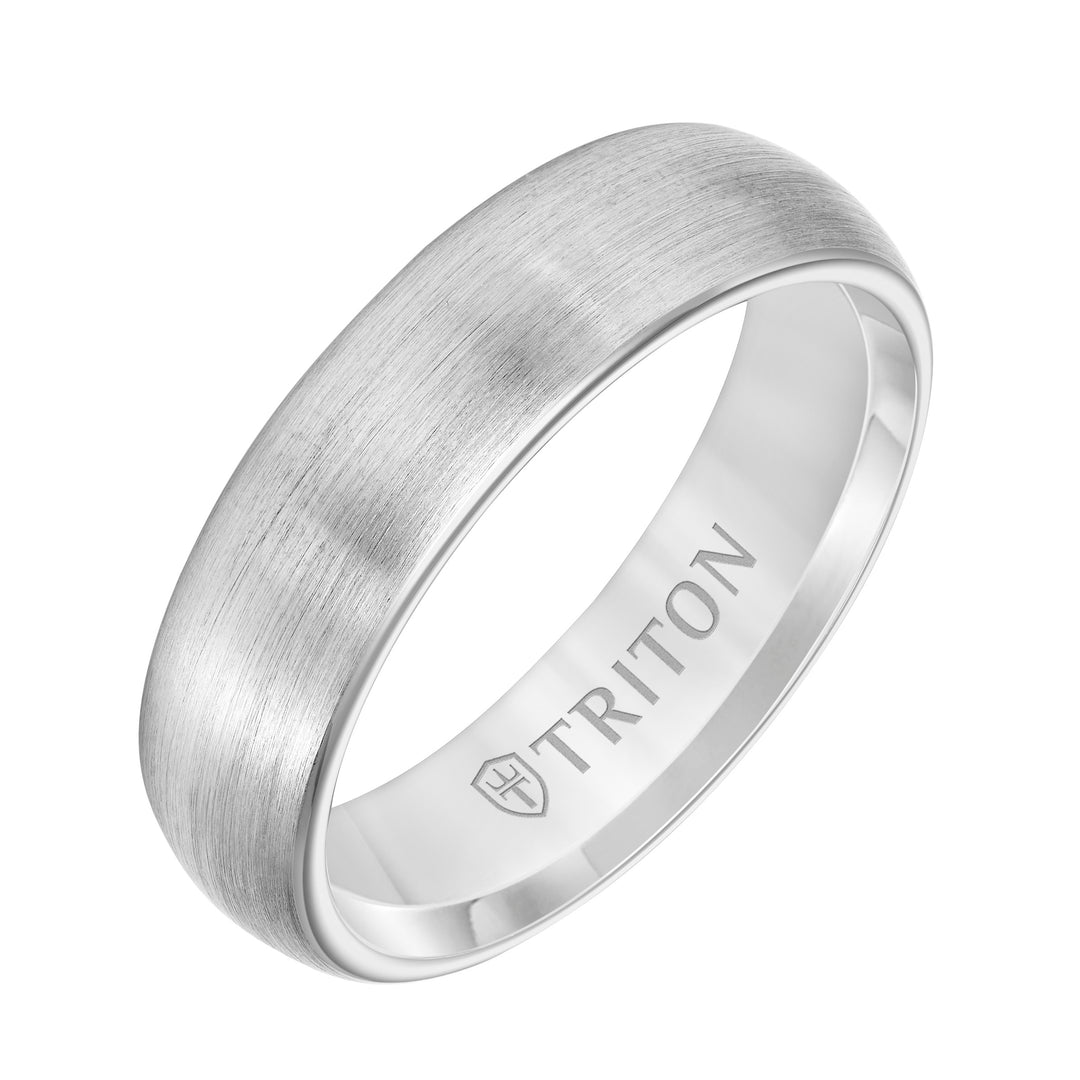11-6056WC6-G.00 - Goldman - 6mm White Tungsten Carbide Ring with Satin Finish and Rolled Edge