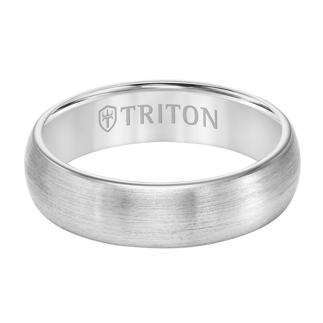 6mm White Tungsten Carbide Ring with Satin Finish and Rolled Edge