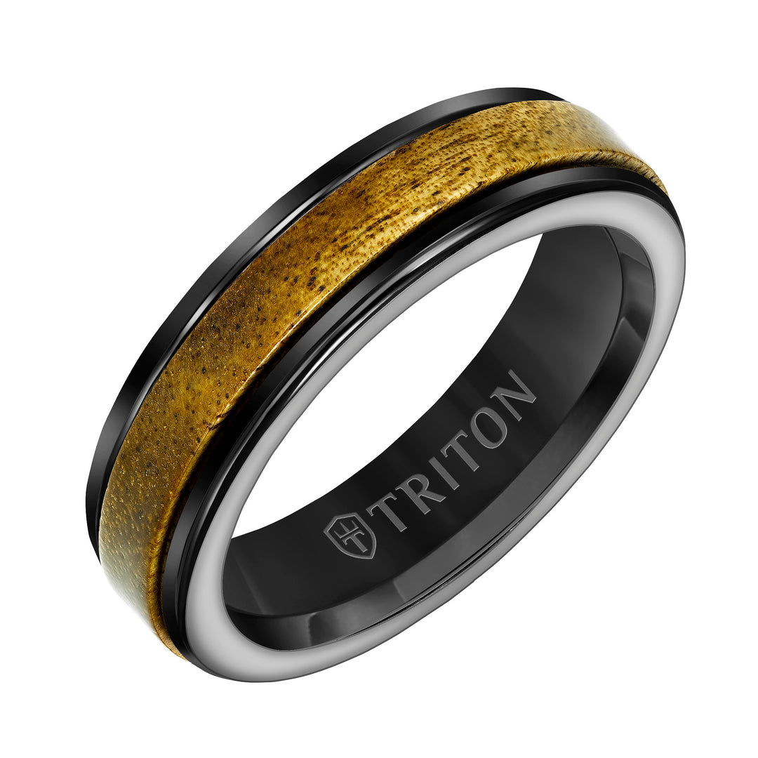 11-6083WCD8-G.00 - Goldman - 8mm White Tungsten Carbide Ring with Wood Center and Round Edge