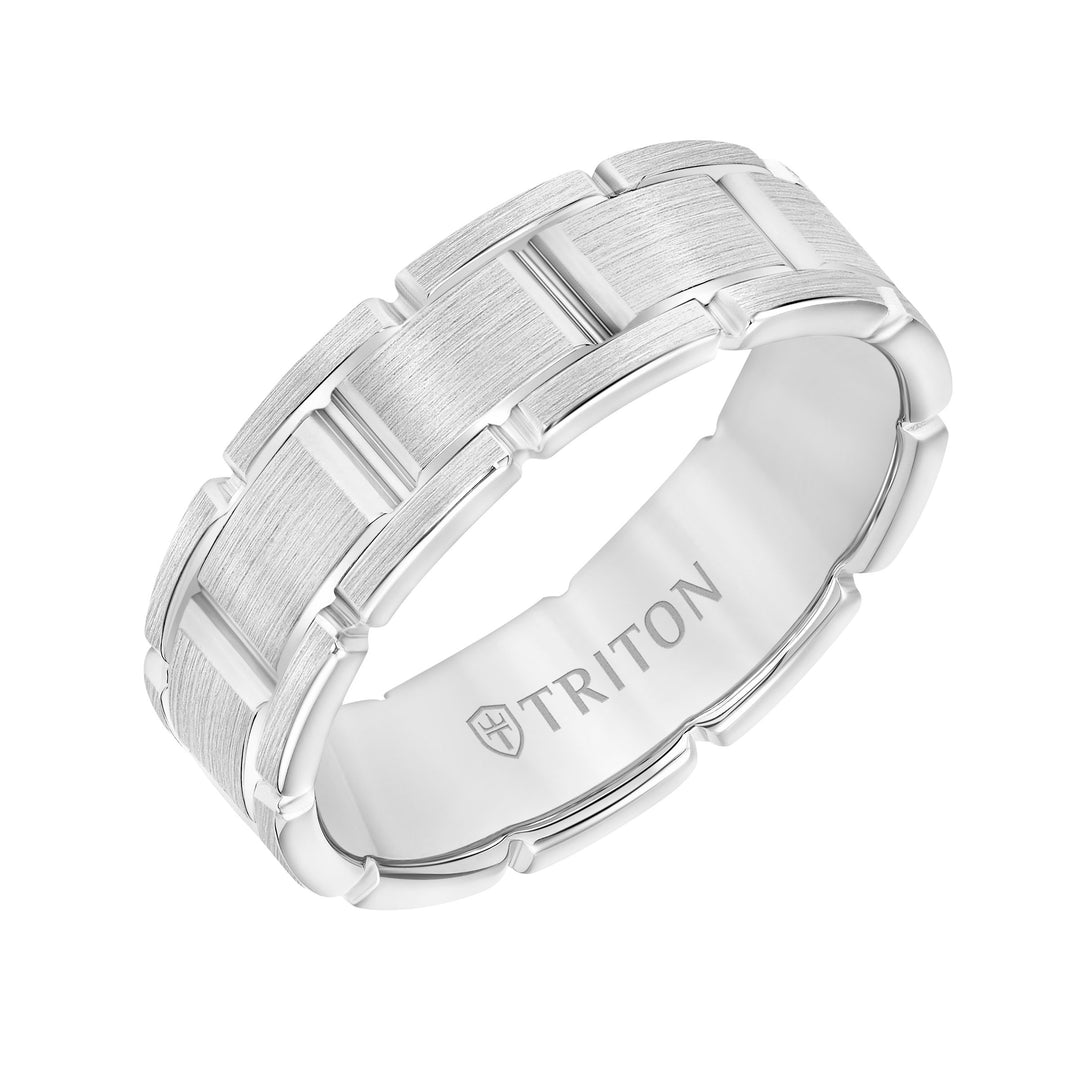 Satin Finish Steel Edge Contemporary Wedding Band