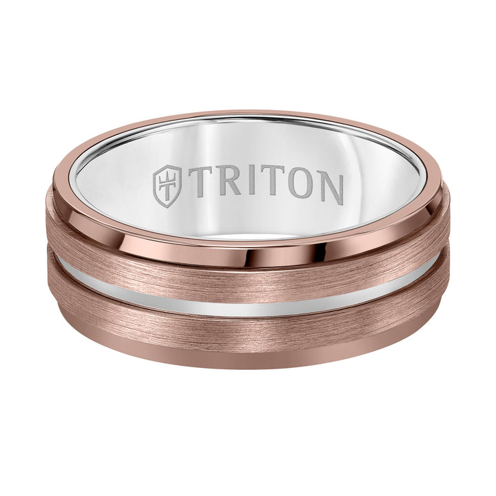 8MM Espresso Tungsten Carbide Ring - Satin Finish with Center Line
