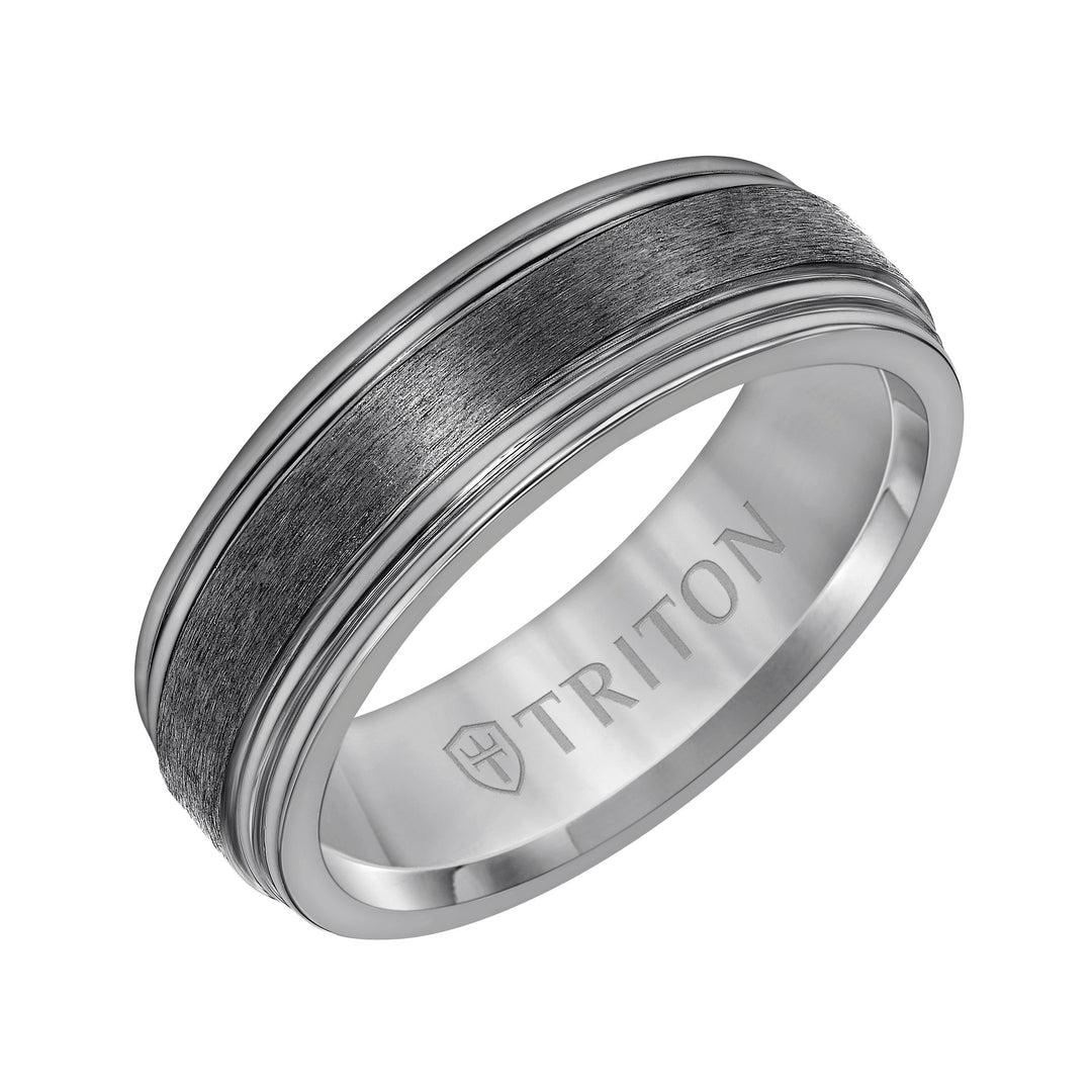 7MM Tantalumm Ring - Brush Finish Center and Round Edge