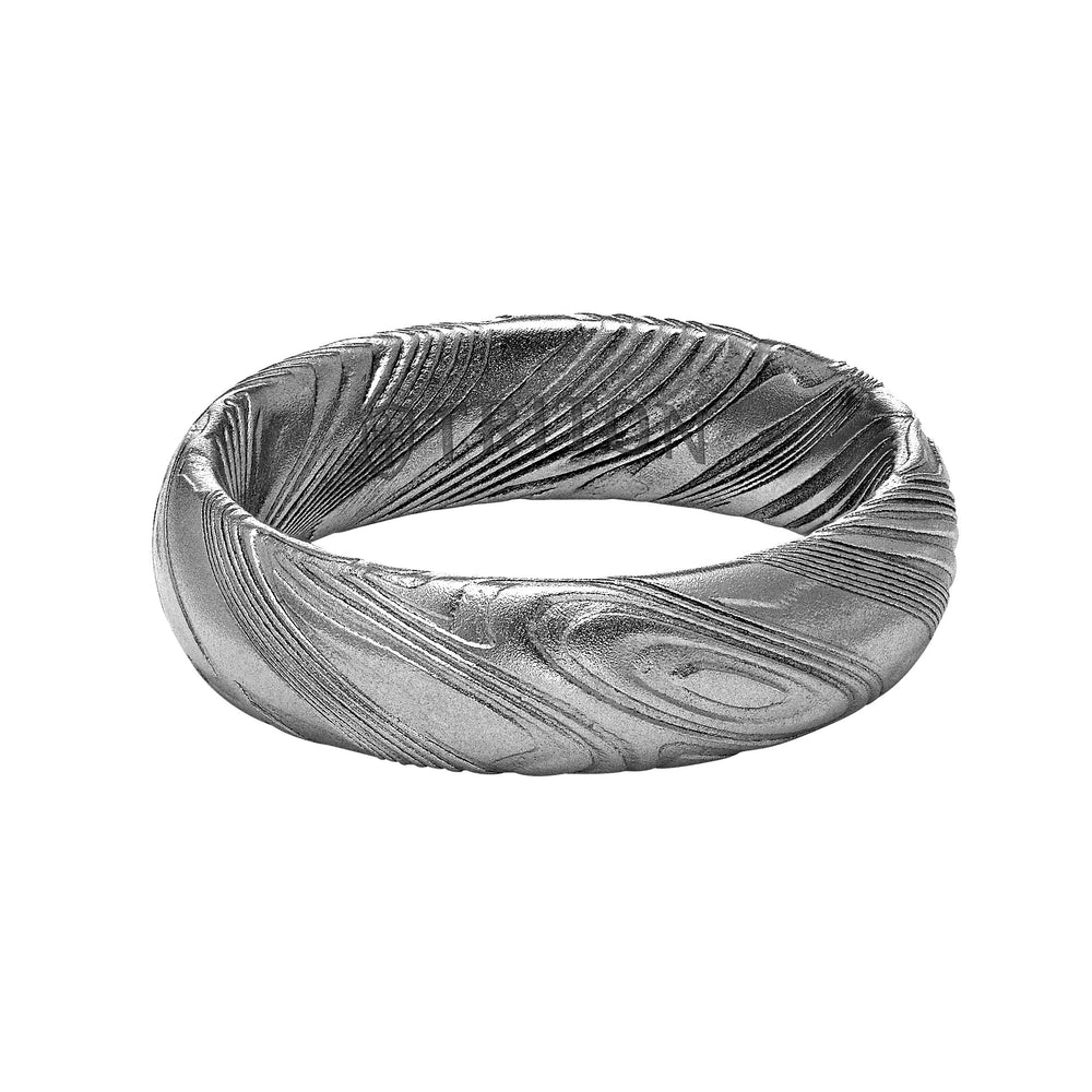 Flat Edge  Damascus Steel Wedding Band