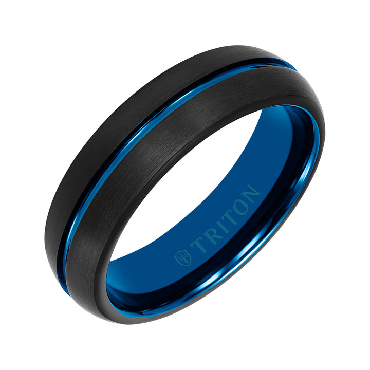 6.5MM Tungsten Carbide Two -Tone Ring with Brushed Finish