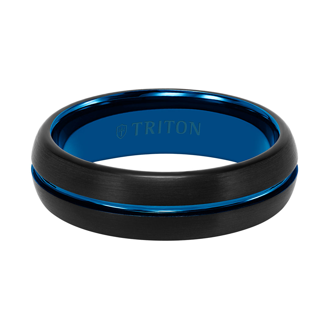 6.5MM Tungsten Carbide Two -Tone Ring with Brushed Finish