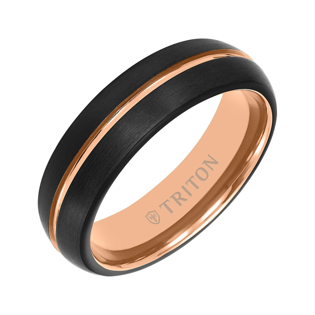 11-6214RBC65-G.00 - Goldman - 6.5MM Tungsten Carbide Two -Tone Ring with Brushed Finish